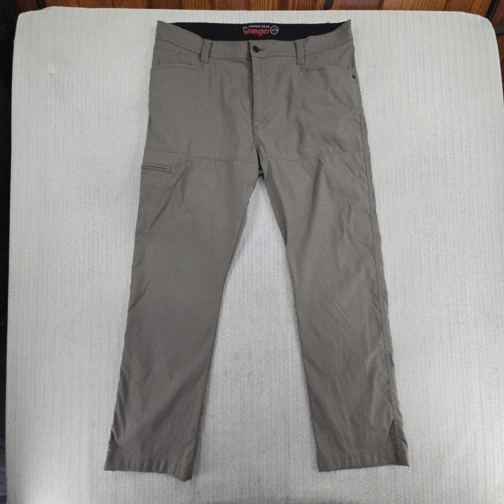 Wrangler Pants Mens 38x30 Gray ATG All Terrain Gear Hiking Zip Pocket Stretch